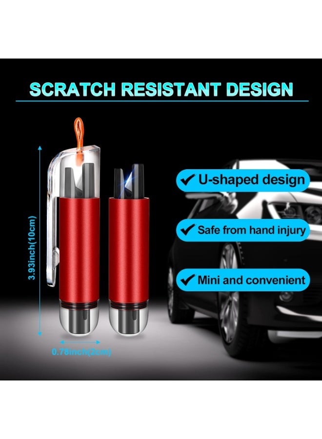 قاطع نافذة الطوارئ للسيارة مقعد حزام الأمان و قاطع الزجاج أداة الهروب من مطرقة سلامة السيارة قاطع نافذة سلاسل المفاتيح أدوات سلامة السيارات 2 قطع أحمر - Image 3